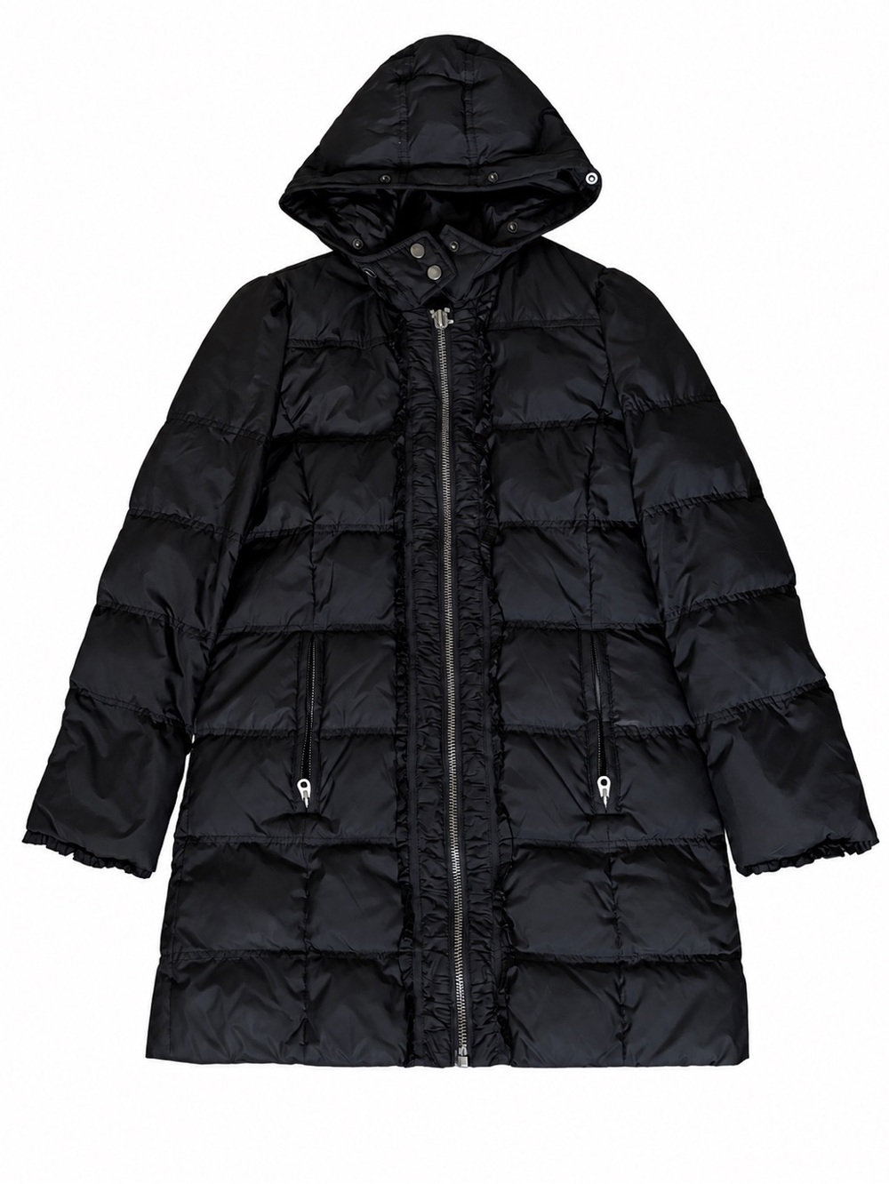Juicy Couture down+feather winter jacket parka w/hood Y2K women's size S/M black